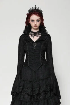 Dark Palace Ruffle Long Sleeve Top