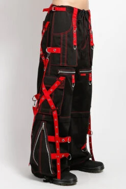 Tripp NYC X-Strap Zip Off Pants [BLACK/RED] -Vampirefreaks Sale Store gothic shorts for men