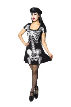 Skeleton White Flare Dress -Vampirefreaks Sale Store gothic skeleton dress