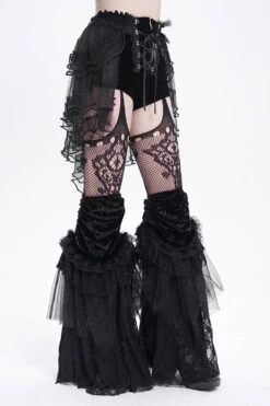 Wither Lace-Up Shorts With Layered Mesh Train -Vampirefreaks Sale Store gothic skort