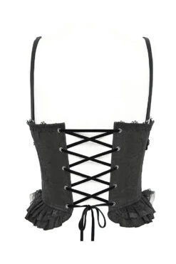 Specter Ruffled Lace-Up Corset Top [Black] -Vampirefreaks Sale Store gothic stays