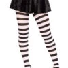 LEG AVENUE Wicked Witch Black And White Wide Stripe Tights -Vampirefreaks Sale Store gothic stripe stockings