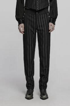 Sweeney Striped Trousers [Black] -Vampirefreaks Sale Store gothic suit pants