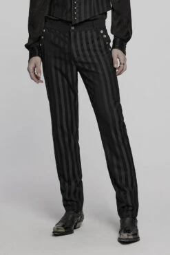 Sweeney Striped Trousers [Black] -Vampirefreaks Sale Store gothic suit trousers mens
