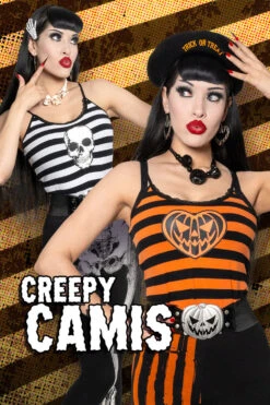 Skull Striped Lace Cami Top -Vampirefreaks Sale Store gothic top 26f674ae 16ee 4afb 9d3e 14c3f3006718