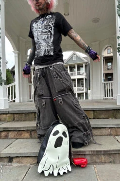 Tripp NYC Denim X Strap Pants [BLACK DENIM] -Vampirefreaks Sale Store gothic tripp pants