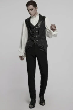 Castle Dracul Bat Hem Vest -Vampirefreaks Sale Store gothic waistcoats