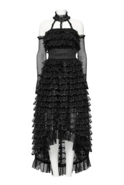 Lovett Layered Ruffle Dress & Glove Set -Vampirefreaks Sale Store gothic wedding dresses