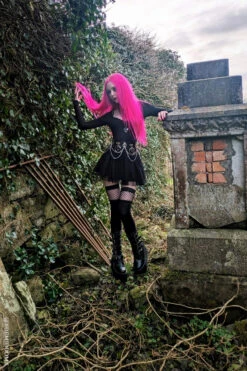 Fishnet Garter Thigh High Socks [Black] -Vampirefreaks Sale Store gothic womens accessories