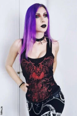 Vampire Castle T-shirt [BLOOD RED] -Vampirefreaks Sale Store gothic womens tank top