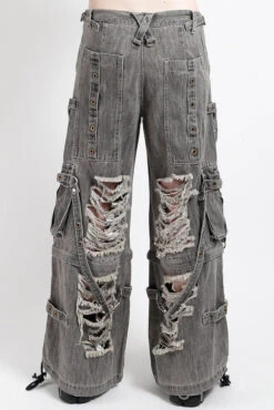 Tripp NYC Shredded Denim Strap Pants [BLACK DENIM] -Vampirefreaks Sale Store gpth clothes