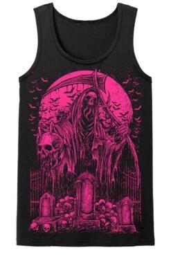 Graveyard Grim Reaper T-shirt [PINK] -Vampirefreaks Sale Store graveyard grim reaper t shirt pink graphic t shirt 778668
