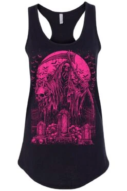 Graveyard Grim Reaper T-shirt [PINK] -Vampirefreaks Sale Store graveyard grim reaper t shirt pink graphic t shirt 788227