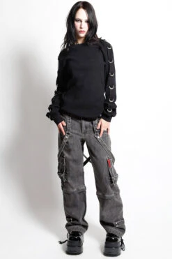 Tripp NYC Zip Off Crush Cargo Pants [Black Denim] -Vampirefreaks Sale Store grey tripp nyc pants