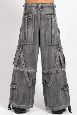 Tripp NYC Denim Power Street Pants [FOG WASH] -Vampirefreaks Sale Store grey trouser