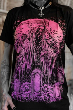 Graveyard Grim Reaper T-shirt [PINK]