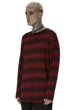 Grunge Blood Striped Sweater [Red/Black] -Vampirefreaks Sale Store grunge blood striped sweater redblack mens tops 491913