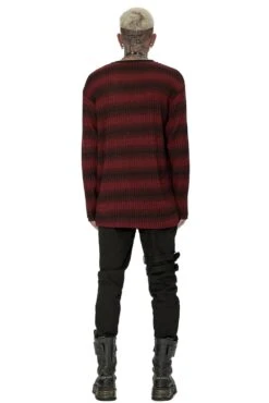 Grunge Blood Striped Sweater [Red/Black] -Vampirefreaks Sale Store grunge blood striped sweater redblack mens tops 593404