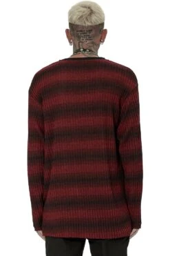 Grunge Blood Striped Sweater [Red/Black] -Vampirefreaks Sale Store grunge blood striped sweater redblack mens tops 607144