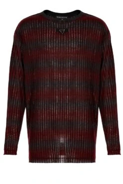 Grunge Blood Striped Sweater [Red/Black] -Vampirefreaks Sale Store grunge blood striped sweater redblack mens tops 753637