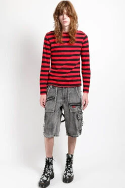 Tripp NYC Punk Clash Shorts [Black Denim/Fog Wash] -Vampirefreaks Sale Store grunge clothing 42a098a7 a9c8 46bc b88b 6f9ac81de088