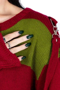 Amalric Jumper Sweater [Red/Green] -Vampirefreaks Sale Store grunge fashion