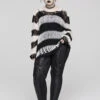 Grunge Gloom Striped Sweater [BLACK/WHITE] -Vampirefreaks Sale Store grunge gloom striped sweater blackwhite womens tops 269242