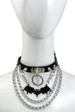 Bat Bites Stacked Choker -Vampirefreaks Sale Store grunge goth bat necklace