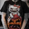 Hell-O-Ween Kitty T-shirt -Vampirefreaks Sale Store grunge goth cat shirt