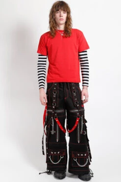 Tripp NYC Miracle Pants [Black/Red] -Vampirefreaks Sale Store grunge red and black jeans