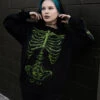 Zombie Rot Skeleton Sweatshirt [Monster Green] -Vampirefreaks Sale Store grunge sweater
