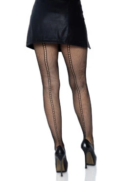 LEG AVENUE Black Spine Suspender Back Seam Tights -Vampirefreaks Sale Store grunge tighs