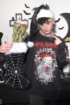 Hail Santa Sweatshirt -Vampirefreaks Sale Store hail santa sweatshirt mens outerwear 950783