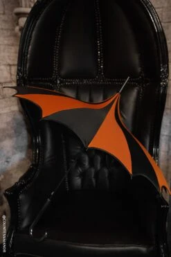 Halloween Batwing Pagoda Umbrella [BLACK/ORANGE STRIPED] -Vampirefreaks Sale Store halloween batwing pagoda umbrella blackorange striped umbrellas 722759