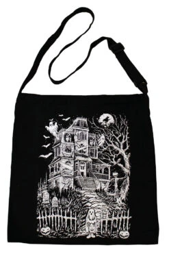 Shoulder Sling Zipper Tote Bag -Vampirefreaks Sale Store haunted mansion