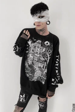 Haunted Mansion Sweatshirt [White] -Vampirefreaks Sale Store haunted mansion sweatshirt mens outerwear 127605