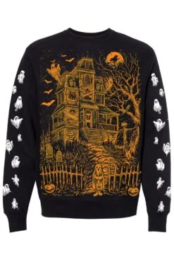 Haunted Mansion Sweatshirt [Pumpkin Orange] -Vampirefreaks Sale Store haunted mansion sweatshirt pumpkin orange mens outerwear 389938