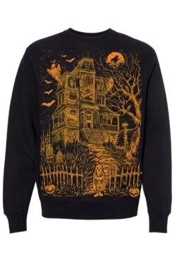 Haunted Mansion Sweatshirt [Pumpkin Orange] -Vampirefreaks Sale Store haunted mansion sweatshirt pumpkin orange mens outerwear 557325