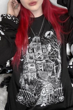 Haunted Mansion T-shirt [White] -Vampirefreaks Sale Store haunted mansion t shirt graphic t shirt 368835