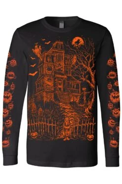 Haunted Mansion T-shirt [PUMPKIN ORANGE] -Vampirefreaks Sale Store haunted mansion t shirt pumpkin orange graphic t shirt 934276