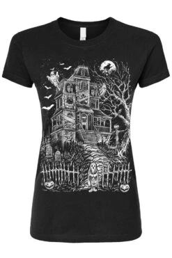 Haunted Mansion T-shirt [White] -Vampirefreaks Sale Store haunted mansion whitewomens tshirt