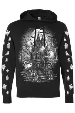 Haunted Treehouse Hoodie -Vampirefreaks Sale Store haunted treehouse pullover hoodie ghost sleeves