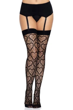 LEG AVENUE Kiss Of Death Fishnet Thigh Highs -Vampirefreaks Sale Store heart stockings