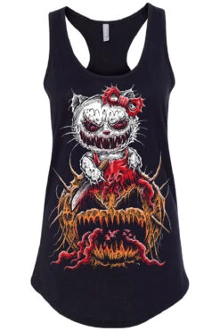 Hell-O-Ween Kitty T-shirt -Vampirefreaks Sale Store hell o ween kitty racerback tank black front resize