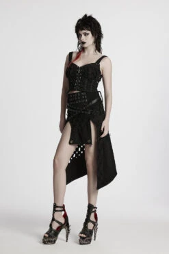 Dark Prophecy Leg Slit Skirt [Turns Into A Mini Skirt] -Vampirefreaks Sale Store high low gothic skirts