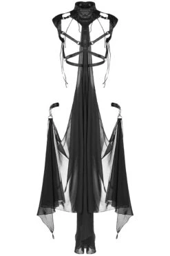 High Priestess Mesh Cloaked Harness -Vampirefreaks Sale Store high priestess cloaked harness womens outerwear 161843