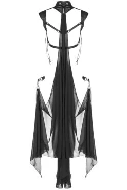 High Priestess Mesh Cloaked Harness -Vampirefreaks Sale Store high priestess cloaked harness womens outerwear 840661
