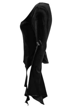 Dark Siren Velvet Long Sleeve Top [Black] -Vampirefreaks Sale Store hippie goth top