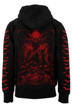 Nosferatu Hoodie W/ Red Bat Sleeves