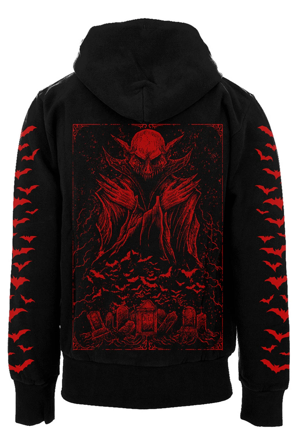 Nosferatu Hoodie W/ Red Bat Sleeves 1 Nosferatu Hoodie W/ Red Bat Sleeves